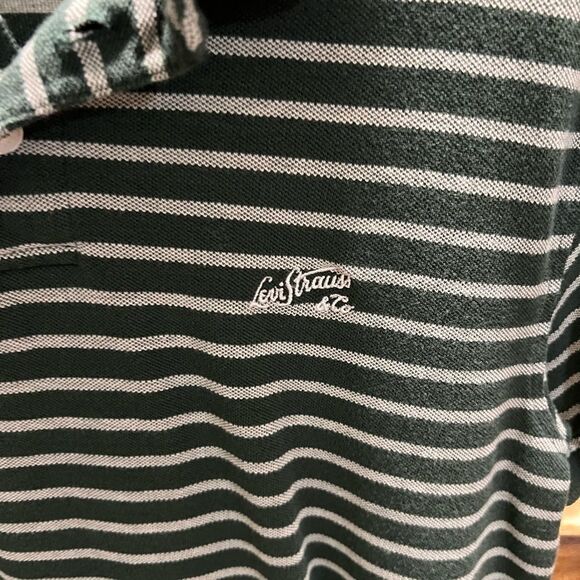 EUC Men’s Levi's Green Striped Polo Shirt #233 - Picture 2 of 6
